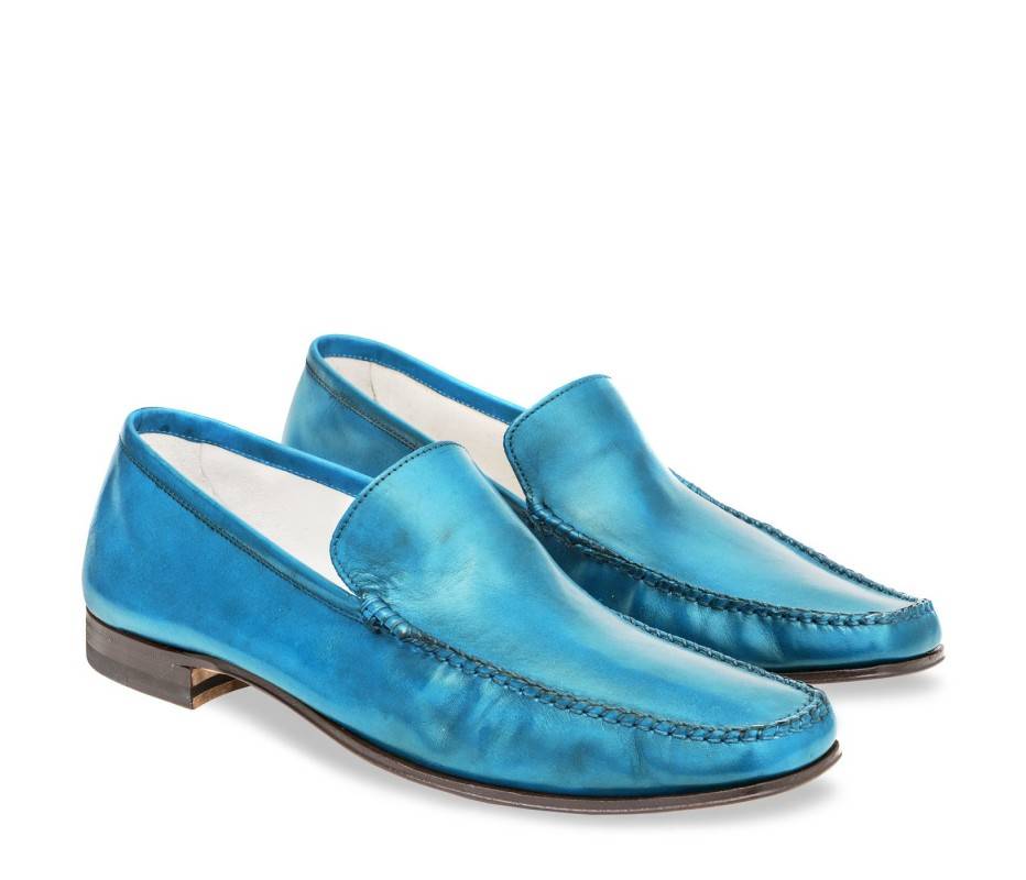 Pakerson MOCASSINO CERRETO PELLE AZZURRO CIELO