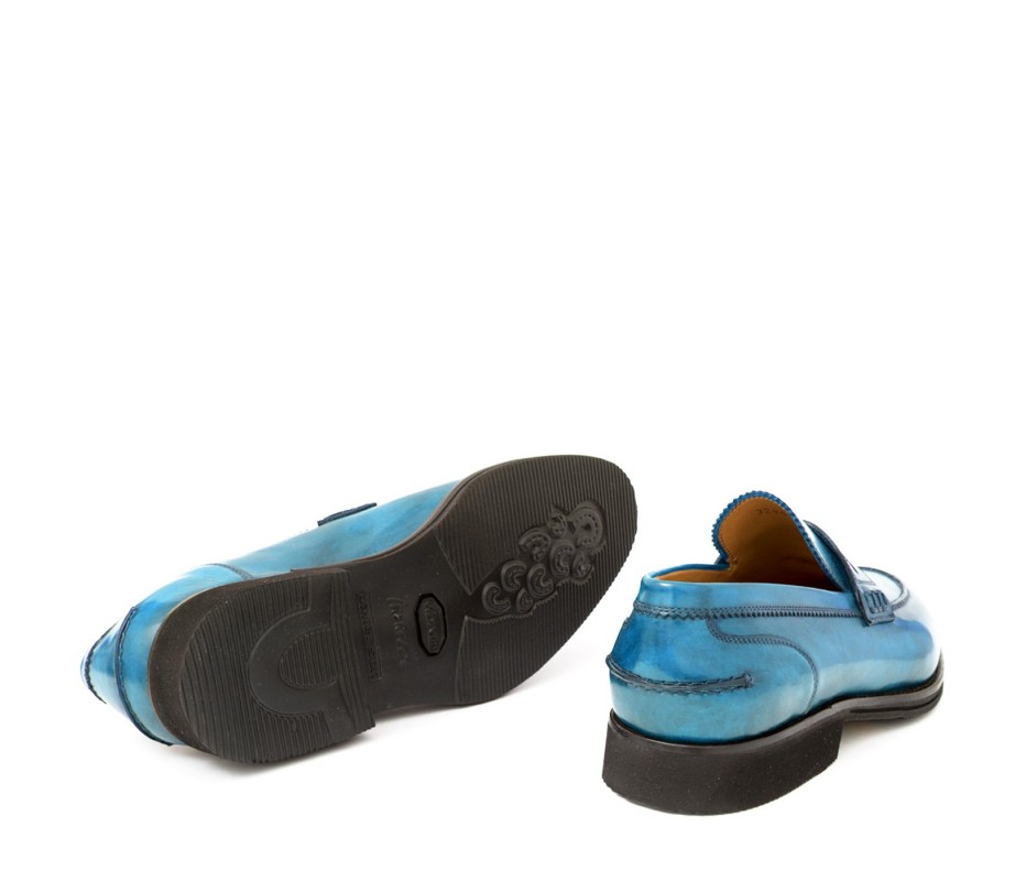 Pakerson MOCASSINO LUCCA PELLE AZZURRO BAY