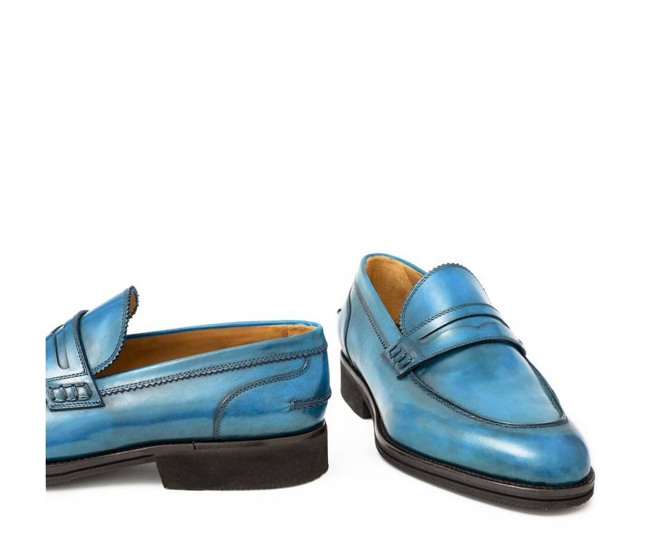 Pakerson MOCASSINO LUCCA PELLE AZZURRO BAY