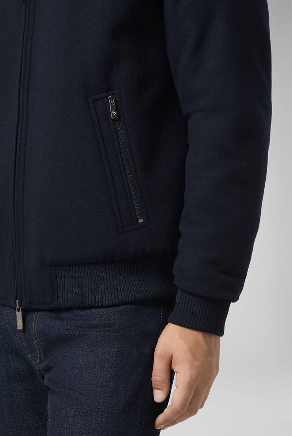 Pal Zileri Bomber In Lana Tecnica Con Finiture In Maglia A Contrasto