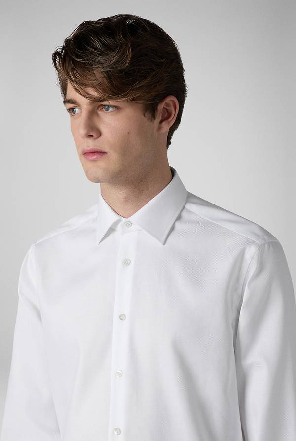 Pal Zileri Camicia Bianca In Cotone Con Micro Struttura