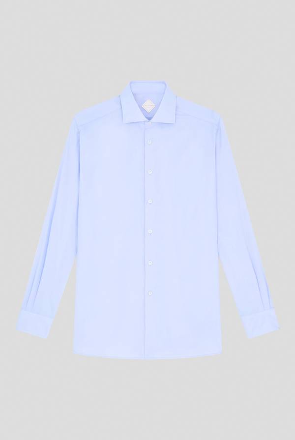 Pal Zileri Camicia in cotone con trattamento anti-piega azzurra