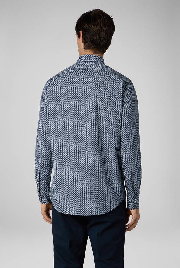 Pal Zileri Camicia In Cotone Stampato Nei Toni Del Blu