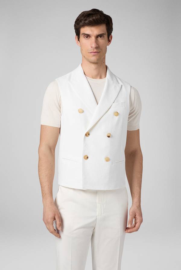 Pal Zileri Gilet Doppiopetto Bianco Con Macro Bottoni