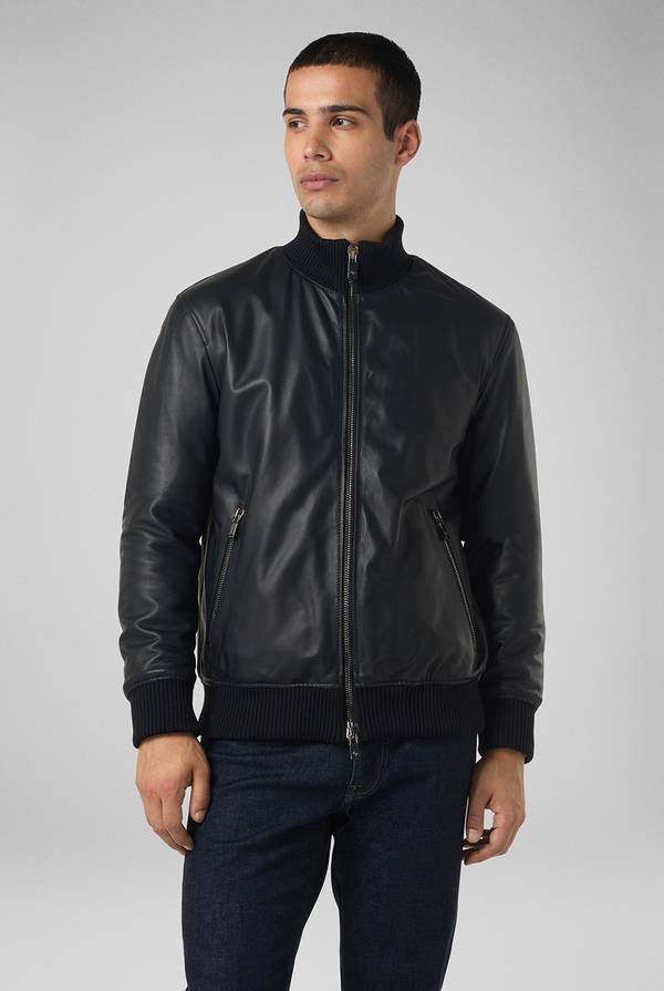 Pal Zileri Bomber In Pelle Con Colletto Stand Up