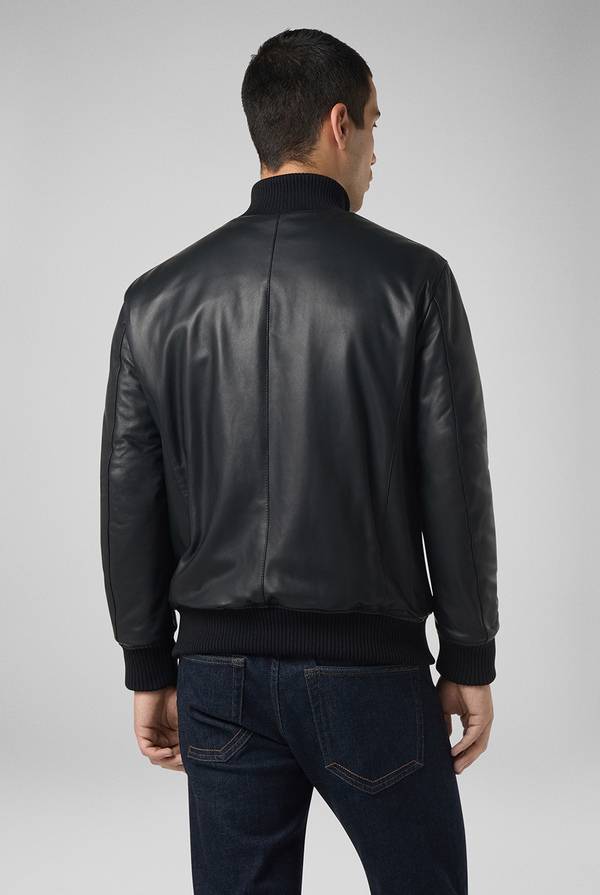 Pal Zileri Bomber In Pelle Con Colletto Stand Up