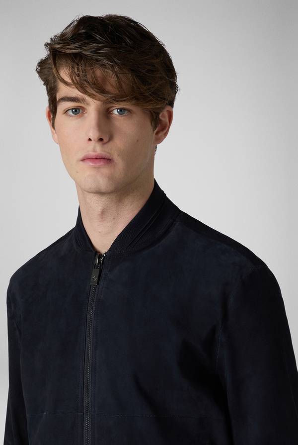 Pal Zileri Bomber In Suede Blu Navy