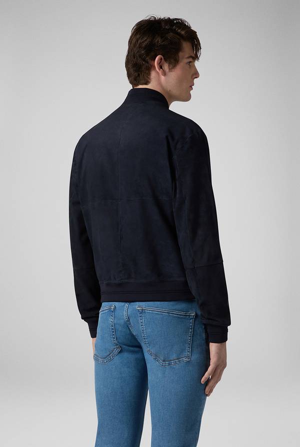 Pal Zileri Bomber In Suede Blu Navy