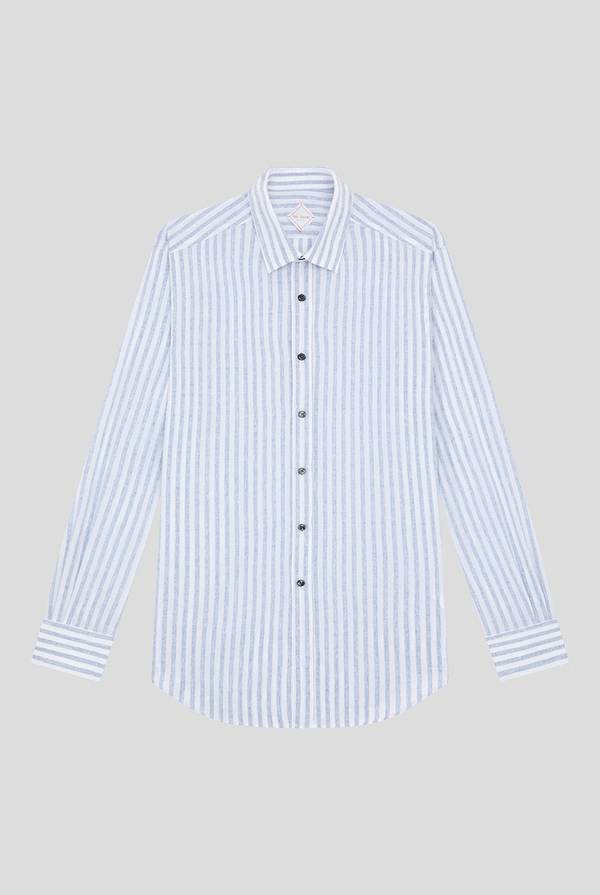 Pal Zileri Camicia a macro righe bianche e azzurre