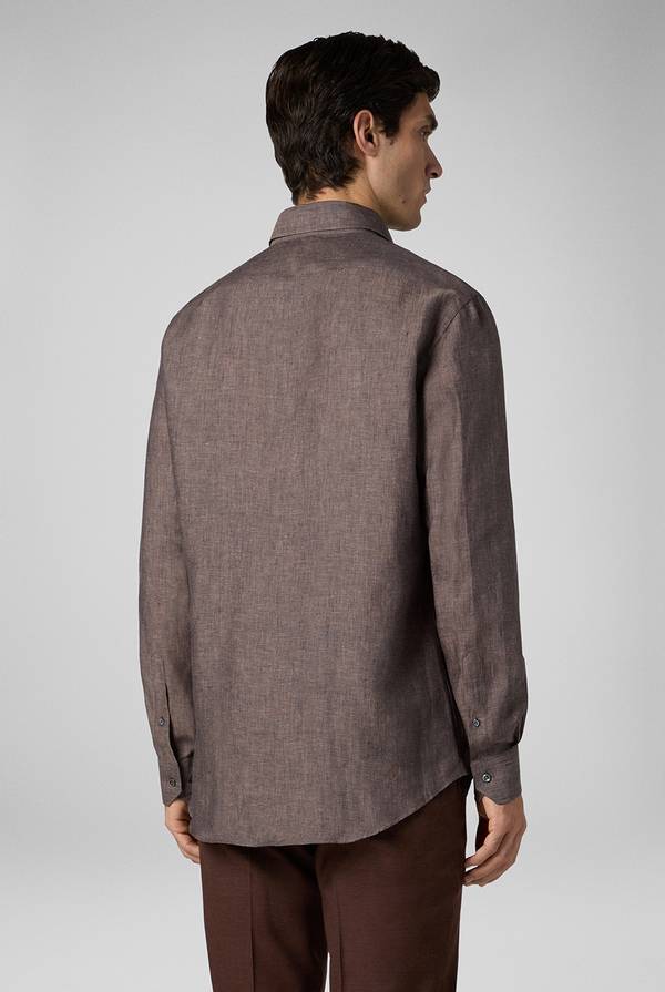Pal Zileri Camicia In Lino Marrone