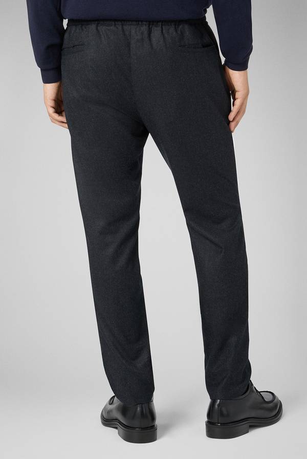 Pal Zileri Pantaloni In Pura Lana Grigio Antracite Con Coulisse Regolabile