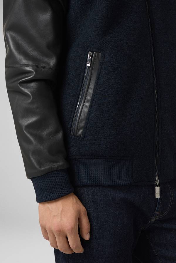 Pal Zileri Varsity Jacket In Lana Tecnica Con Maniche In Pelle