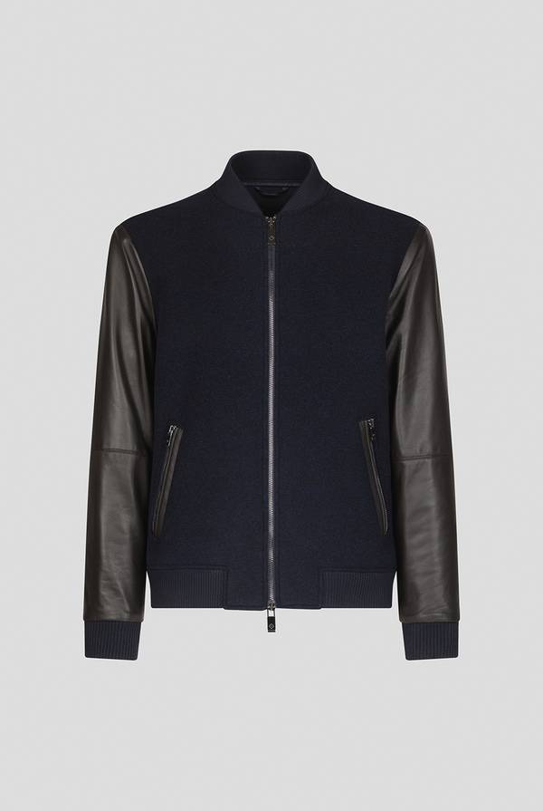 Pal Zileri Varsity Jacket in lana tecnica con maniche in pelle