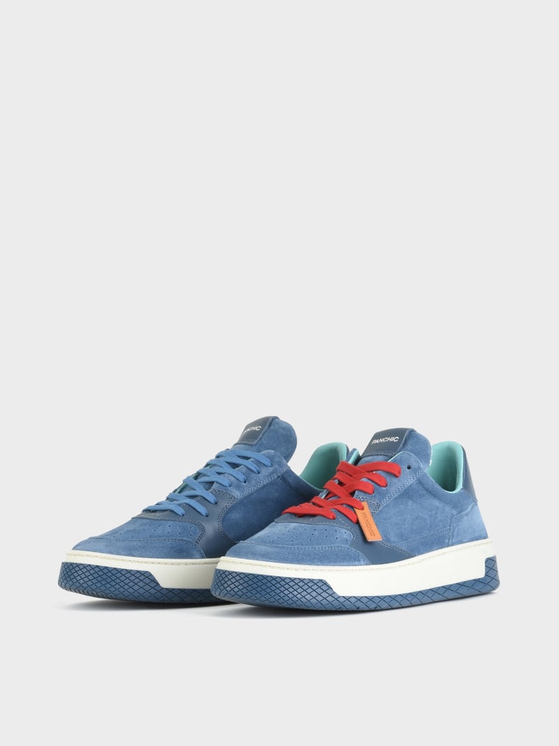 Panchic SNEAKER LOW P02 UOMO IN SUEDE E PELLE BLUE