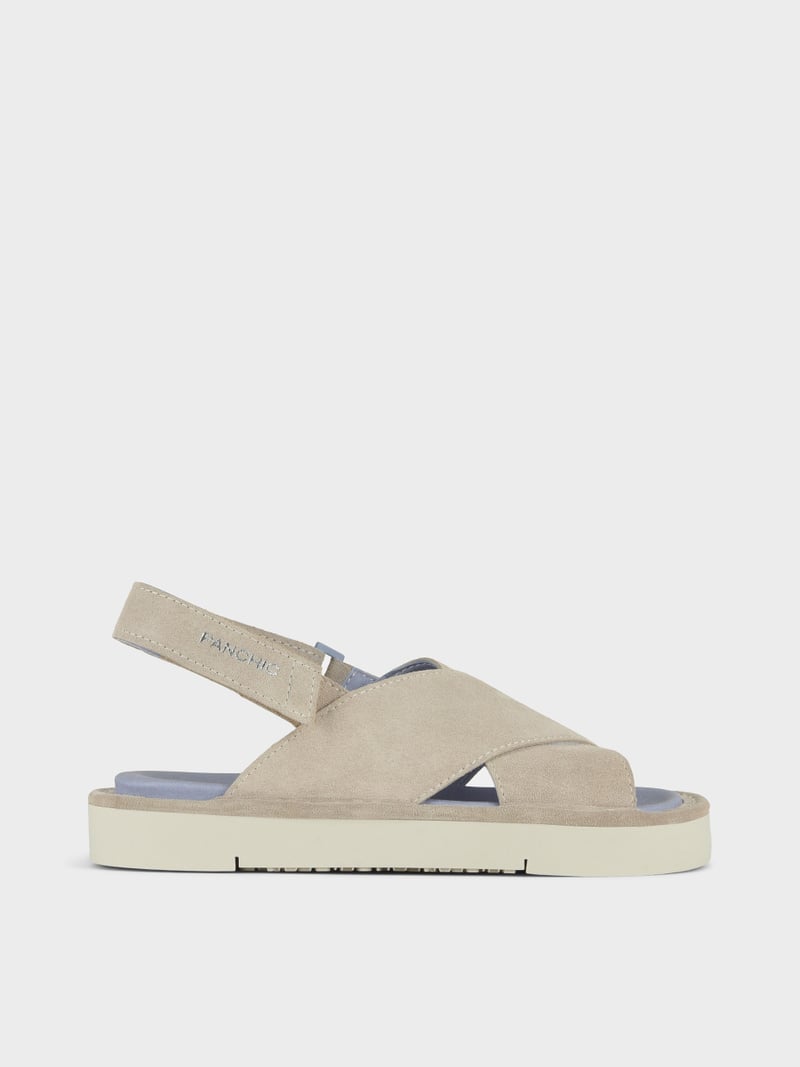 Panchic SANDALO INCROCIATO P67 DONNA IN SUEDE E MICROFIBRA NEBBIA