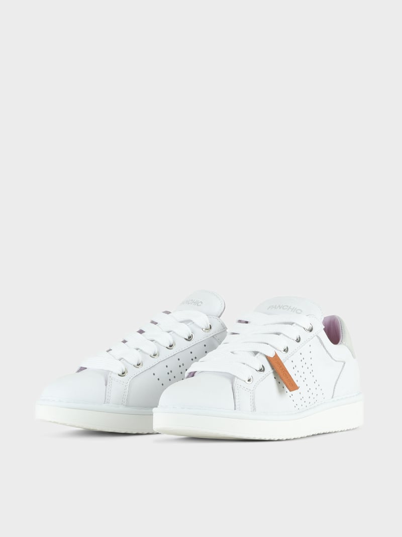 Panchic SCARPA ALLACCIATA P01 DONNA IN PELLE BIANCO-ARGENTO