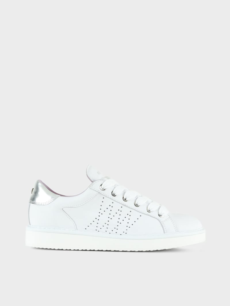 Panchic SCARPA ALLACCIATA P01 DONNA IN PELLE BIANCO-ARGENTO