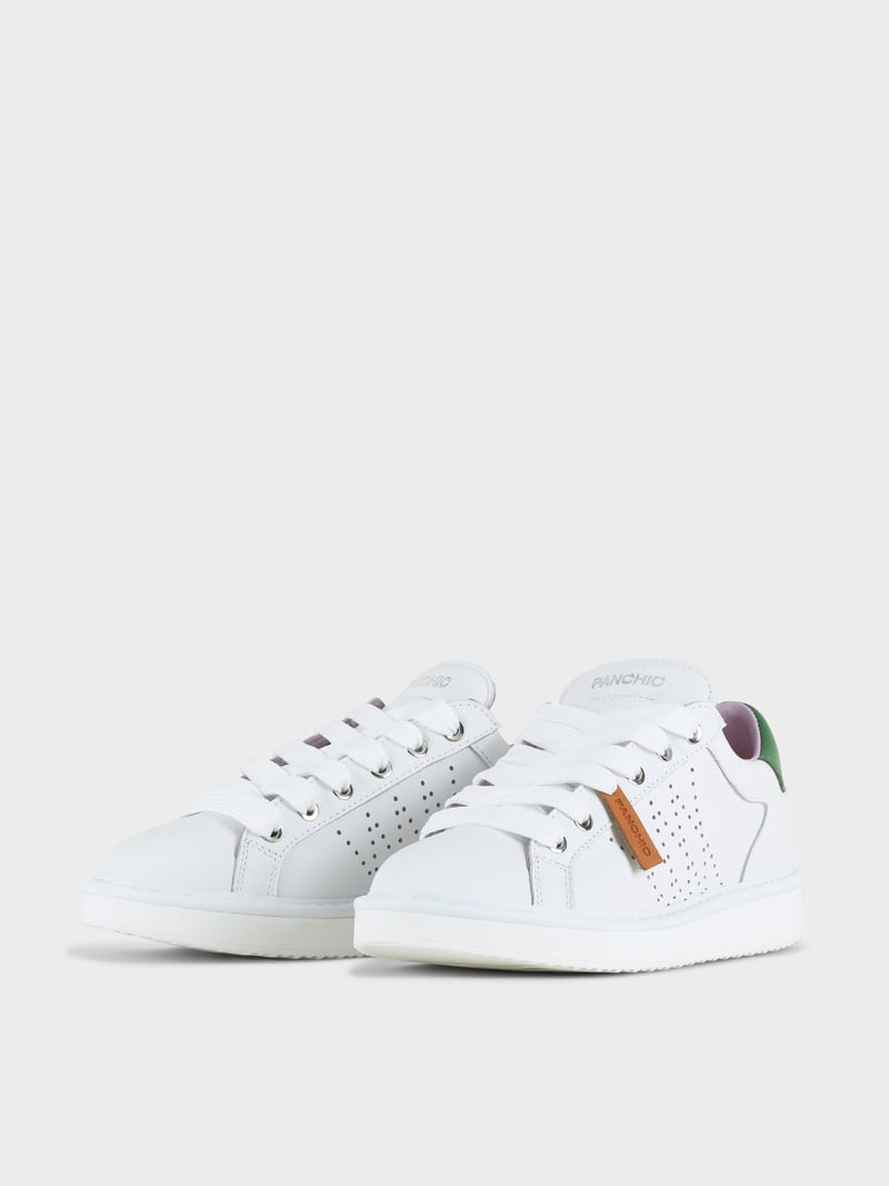 Panchic SCARPA ALLACCIATA P01 DONNA IN PELLE BIANCO-BOTTIGLIA