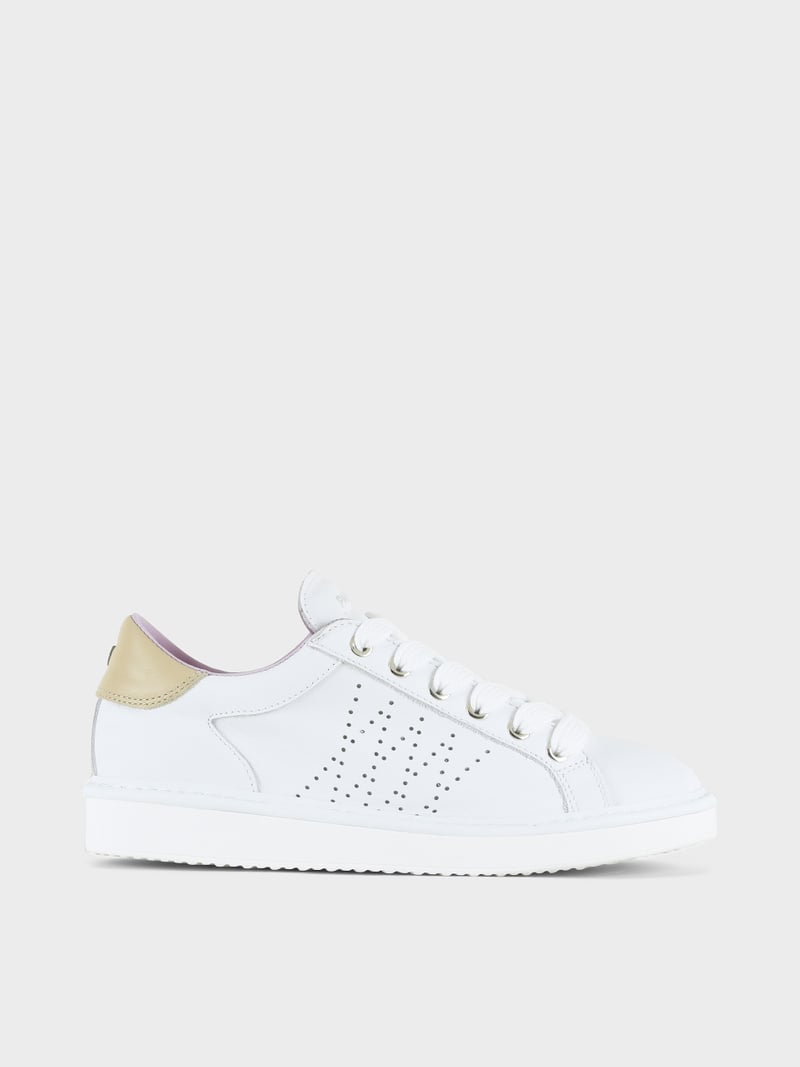 Panchic SCARPA ALLACCIATA P01 DONNA IN PELLE BIANCO-SABBIA