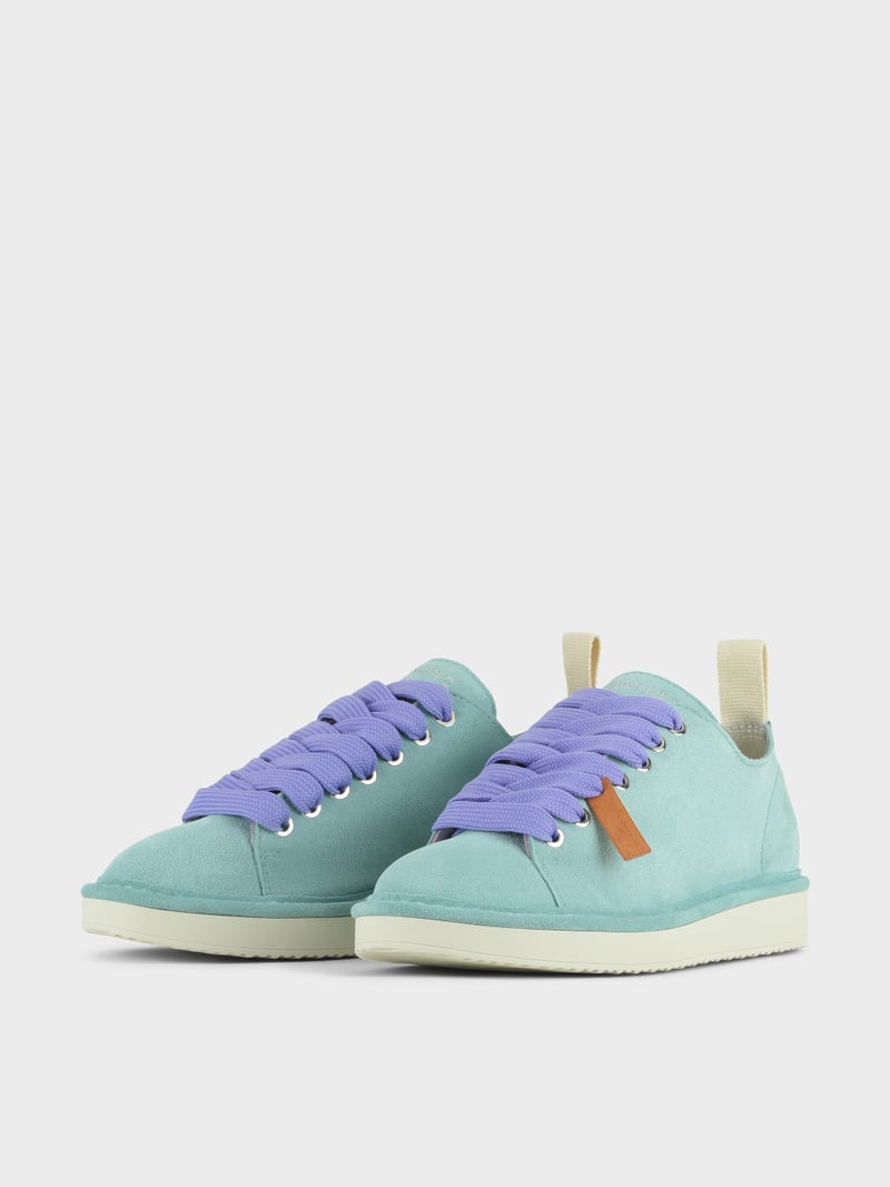 Panchic SCARPA ALLACCIATA P01 DONNA IN SUEDE ACQUAMARINA-VIOLA