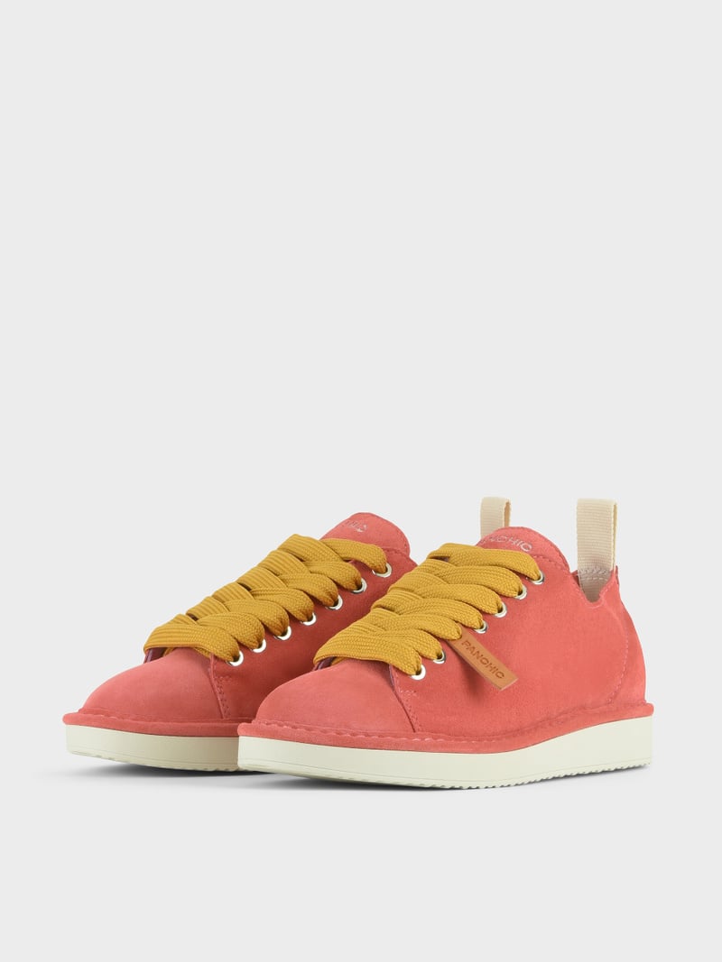 Panchic SCARPA ALLACCIATA P01 DONNA IN SUEDE FRAGOLA-GIALLO