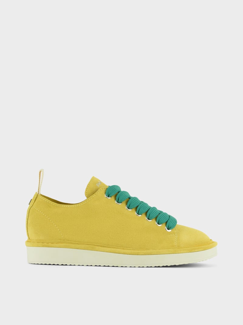 Panchic SCARPA ALLACCIATA P01 DONNA IN SUEDE GIALLO-VERDE SMERALDO