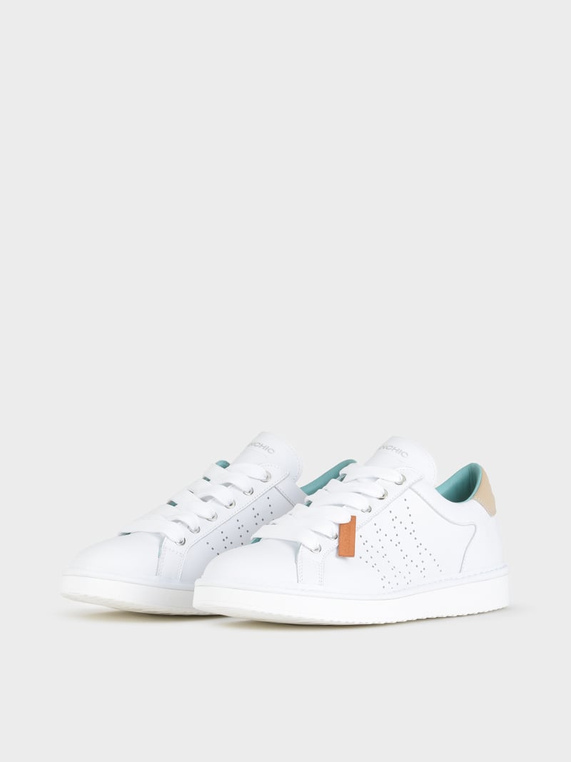Panchic SCARPA ALLACCIATA P01 UOMO IN PELLE BIANCO-SABBIA