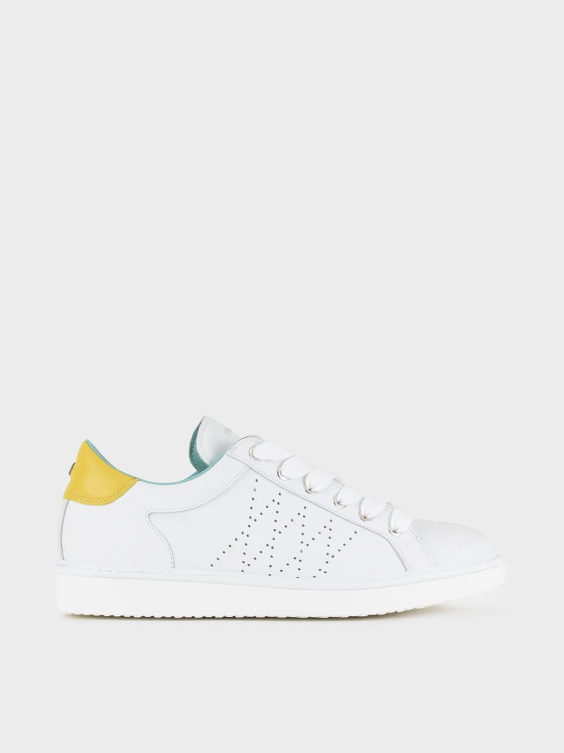 Panchic SCARPA ALLACCIATA P01 UOMO IN PELLE BIANCO-ZUCCA