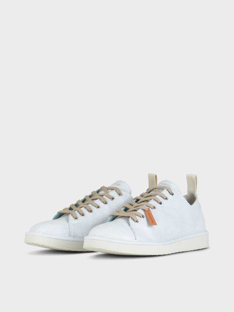 Panchic SCARPA ALLACCIATA P01 UOMO IN PELLE CON FINISH AVIATOR BIANCO