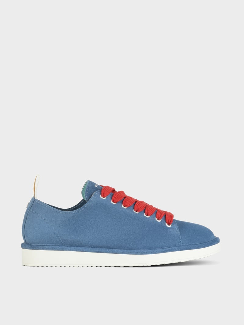 Panchic SCARPA ALLACCIATA P01 UOMO IN SUEDE BLUE-ROSSO