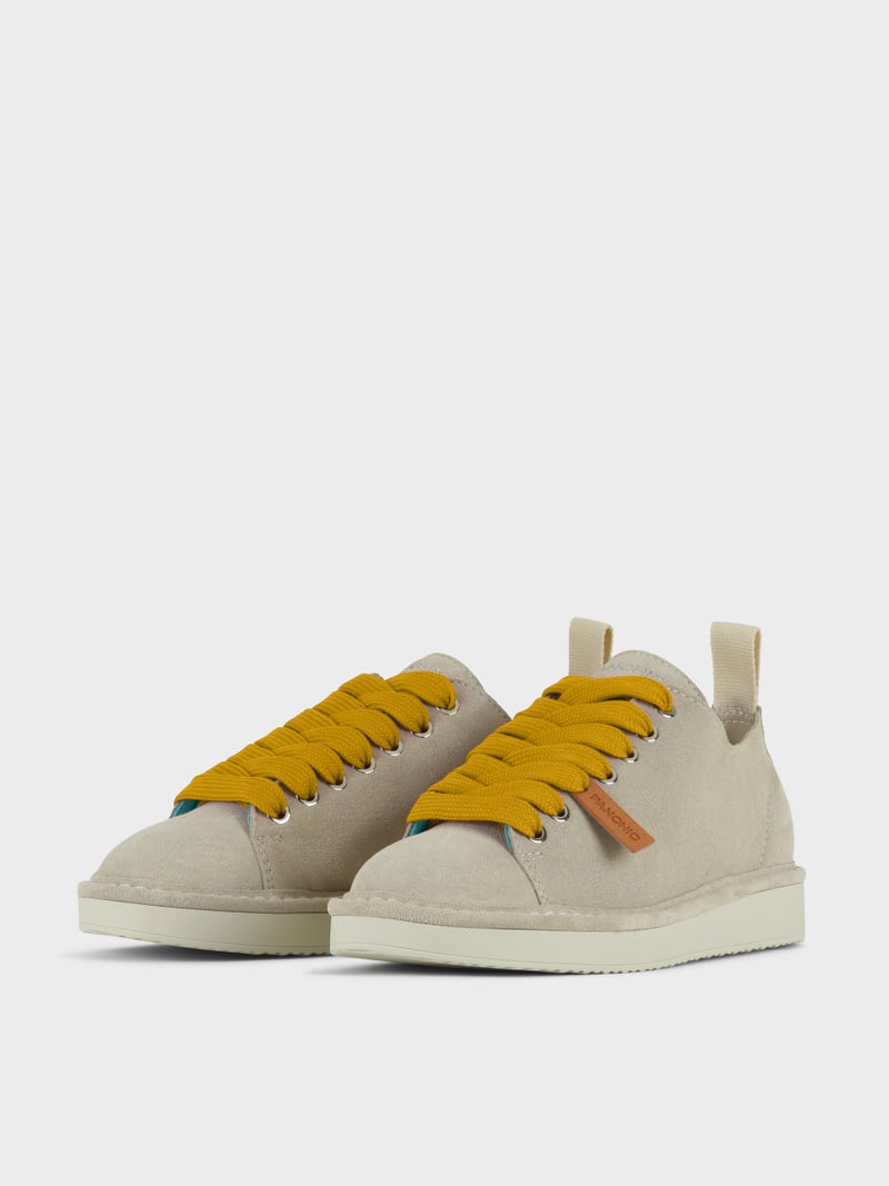 Panchic SCARPA ALLACCIATA P01 UOMO IN SUEDE NEBBIA-GIALLO
