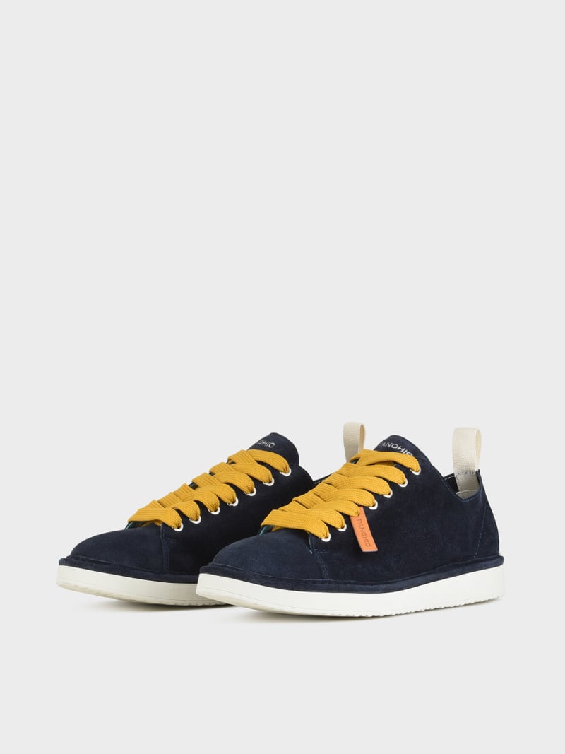 Panchic SCARPA ALLACCIATA P01 UOMO IN SUEDE NOTTE-GIALLO