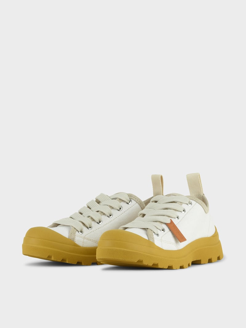 Panchic SCARPA ALLACCIATA P03 DONNA IN LINO E SUEDE BIANCO-GIALLO