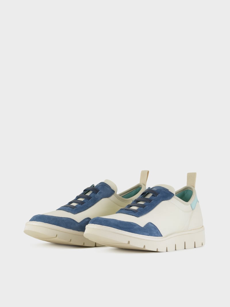 Panchic SLIP ON P05 UOMO IN NYLON E SUEDE NEBBIA-BLUE-ACQUAMARINA