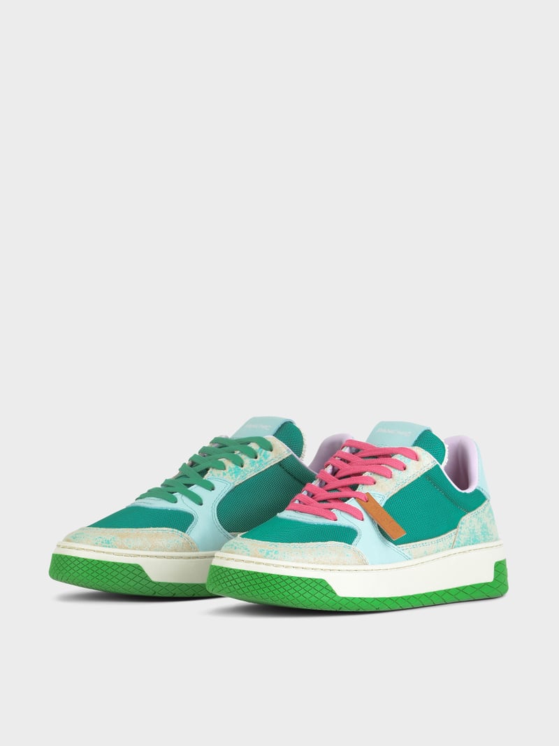 Panchic SNEAKER LOW P02 DONNA IN MESH E SUEDE GRAFFIATO VERDE SMERALDO