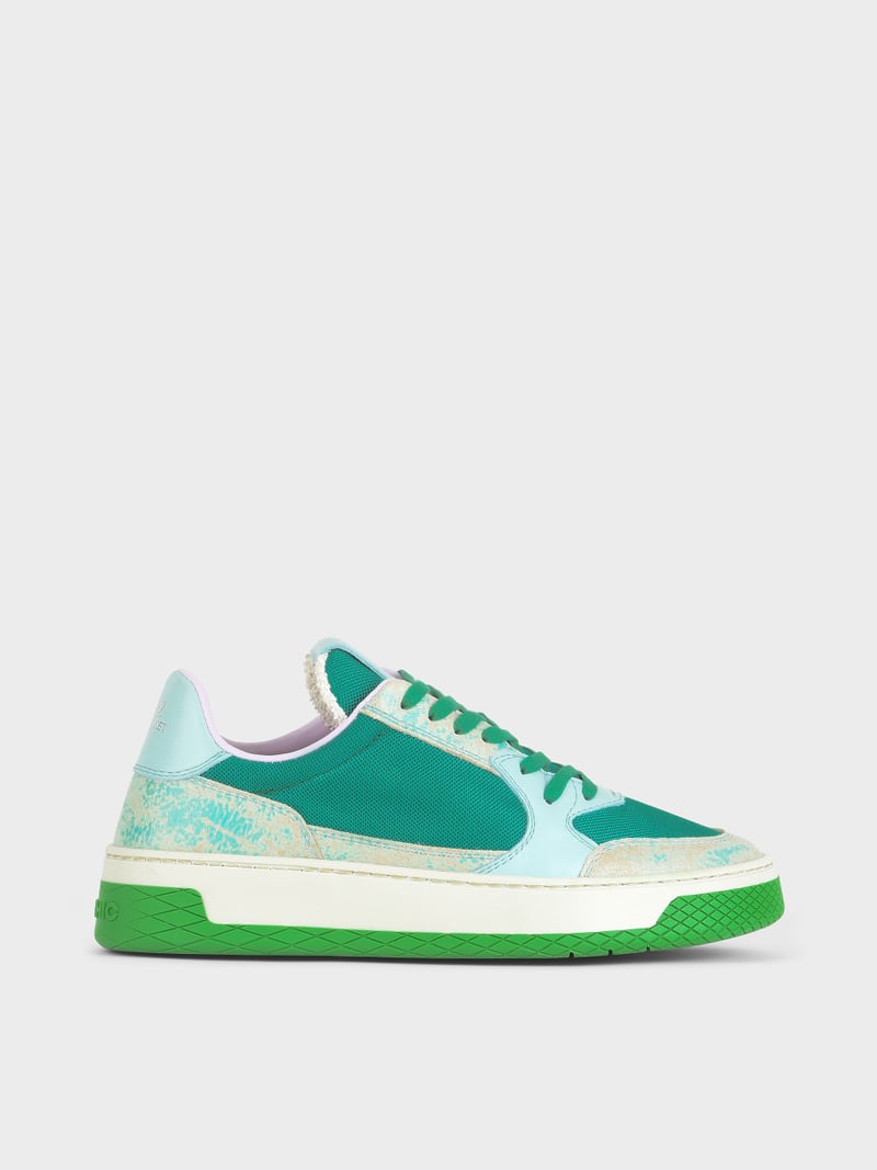 Panchic SNEAKER LOW P02 DONNA IN MESH E SUEDE GRAFFIATO VERDE SMERALDO