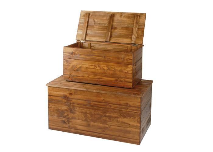 Panetta Casalinghi 296/1 - Coppia cassapanche in legno cm. 80 x 40 x 40 e 100 x 58 x 58