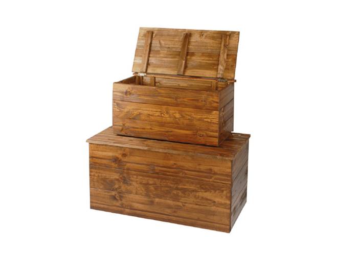 Panetta Casalinghi Coppia cassapanche in legno cm. 60 x 30 x 30 e 80 x 40 x 40