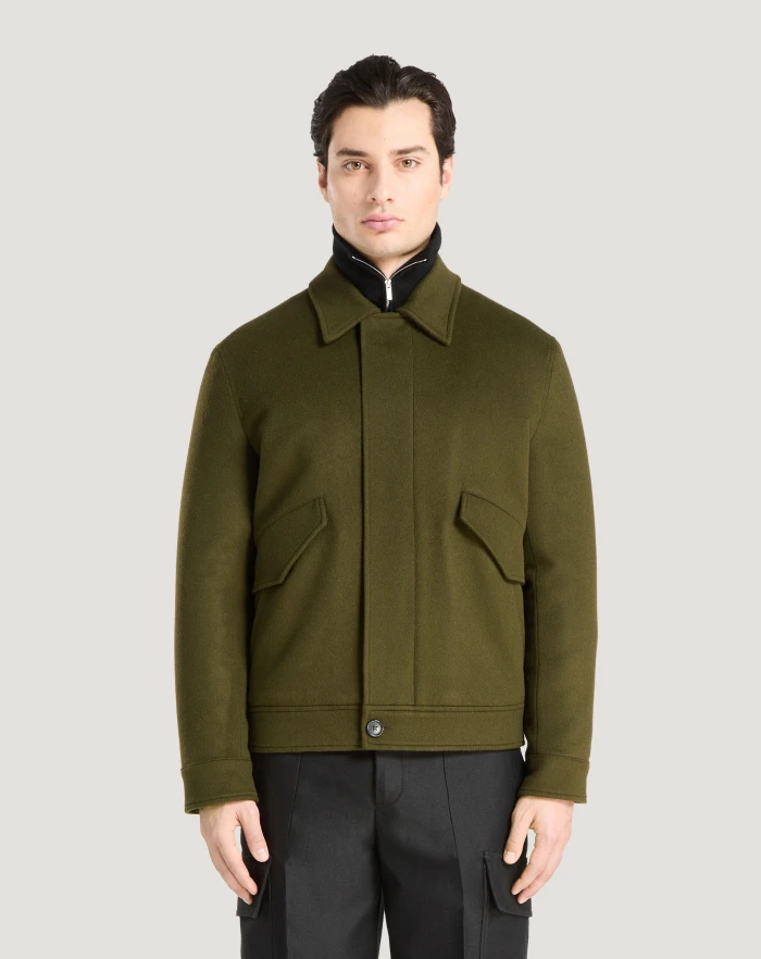 Pantaloni Torino Giacca trucker in drap di lana e cachemire