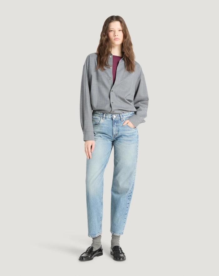 Pantaloni Torino Jeans Tina In Denim Indigo Di Cotone