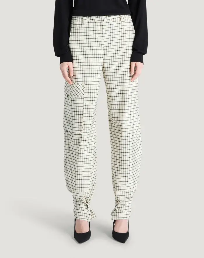 Pantaloni Torino Pantaloni Giselle in lana stretch check