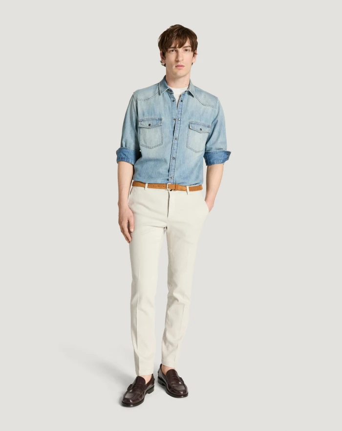 Pantaloni Torino Pantaloni House In Silky Denim Stretch