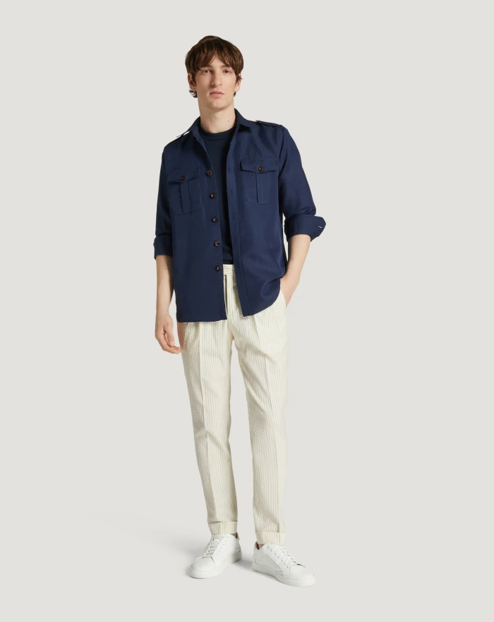 Pantaloni Torino Pantaloni Master In Lana Seersucker