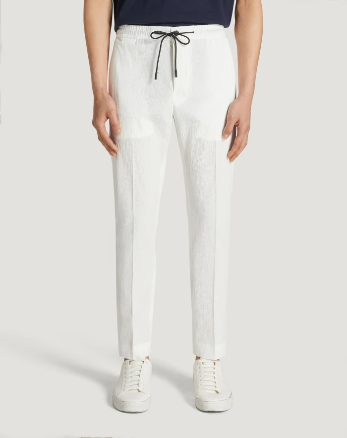 Pantaloni Torino Pantaloni Omega in cotone seersucker