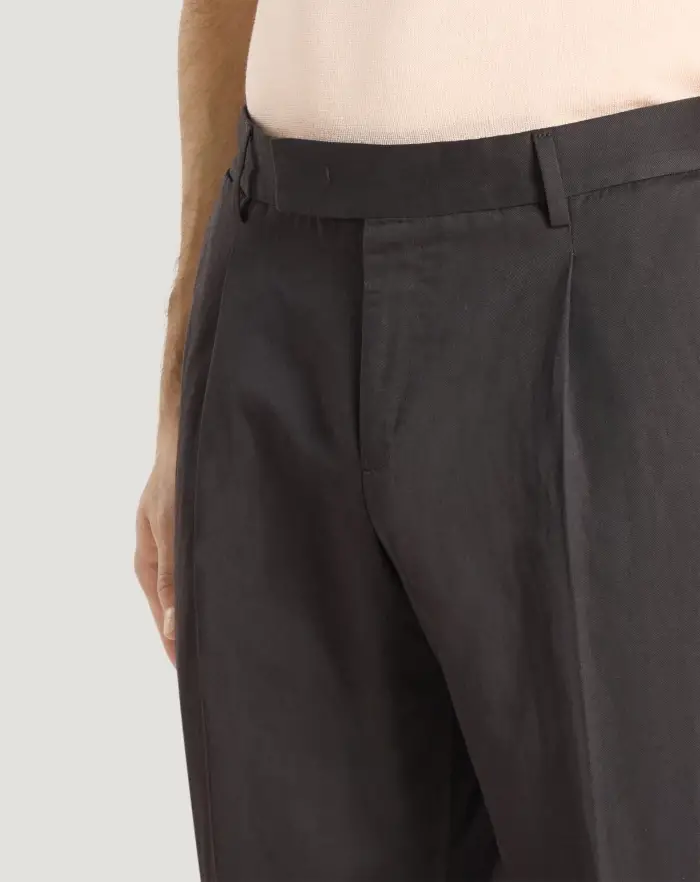 Pantaloni Torino Pantaloni Rebel In Gabardina Di Cotone E Lino