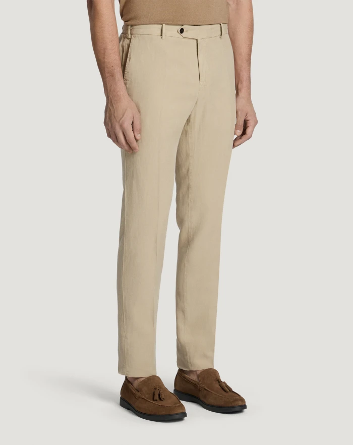 Pantaloni Torino Pantaloni Slim In Cotone E Lino Batavia