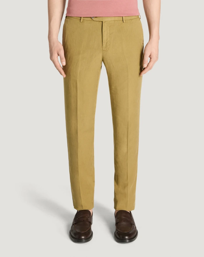 Pantaloni Torino Pantaloni Slim in cotone e lino batavia