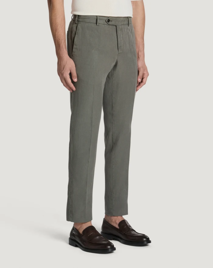 Pantaloni Torino Pantaloni Slim In Cotone E Lino Batavia