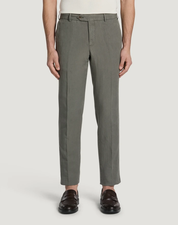 Pantaloni Torino Pantaloni Slim in cotone e lino batavia