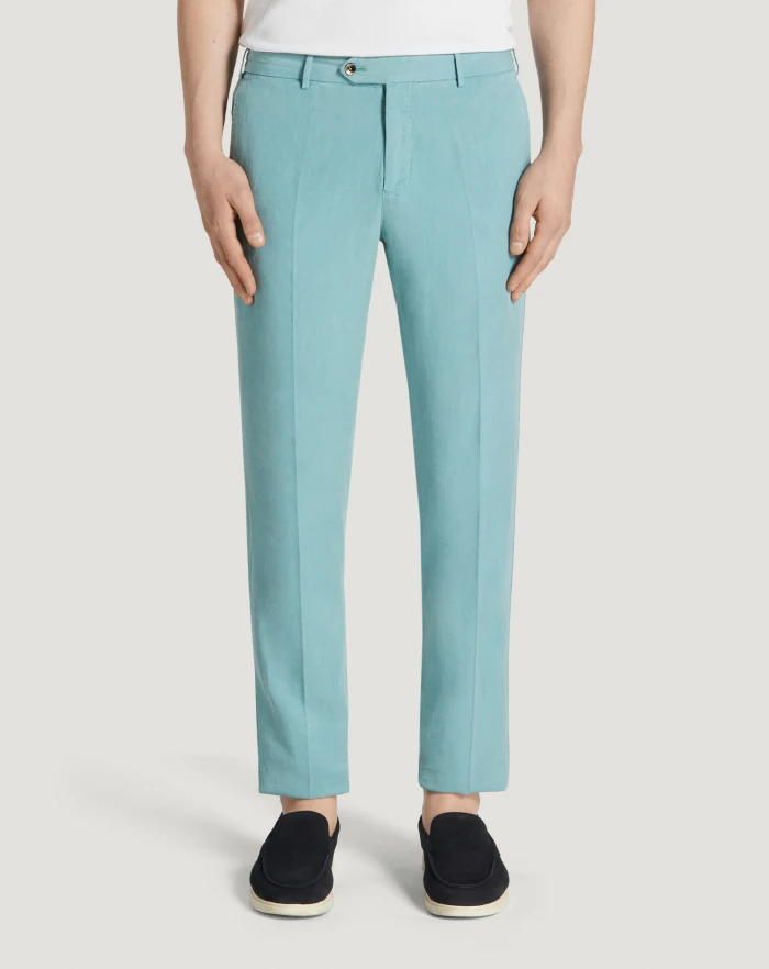 Pantaloni Torino Pantaloni Slim in cotone e lino batavia